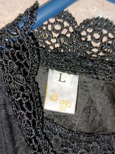 Stylish Ladies Lace Top Layered Black 🖤