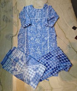 Blue Floral Kurta