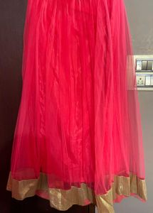 Pink Anarkali Suit With Skirt Set