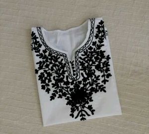 Embroidered White Kurta