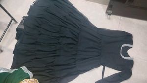 black 10 meter flair anarkali suit set