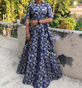 Elegant Blue Floral Dress