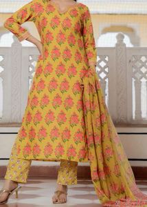 Yellow Kurta With Bottom And Duppata