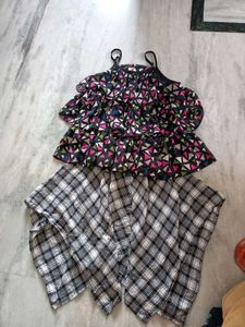 Checked Skirt with top