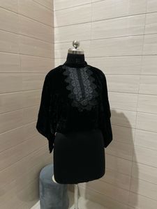 Zara Elegant Black Velvet Blouse