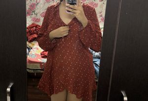 Brown Printed Wrap Dress