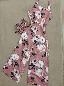 Floral Print Jumpsuit with Matching Belt