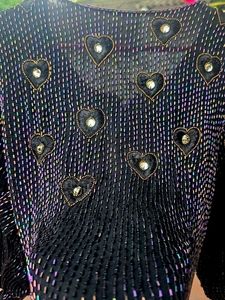 Vintage Heart Sequin Embellished Top