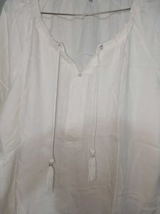 White Tassel Tie Top