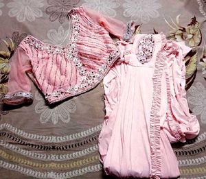 Pink embellished Ready To Wear Saree