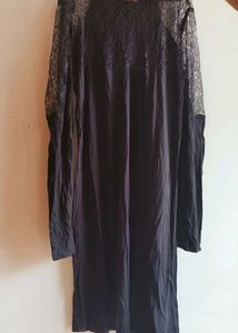 Beautiful Balck One Piece Dress With Net Pattern