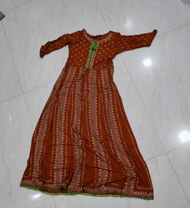 Brown Printed Gown