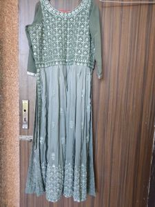 Green Grey Combination Heavy Work Nyara Suits