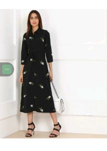 Floral Black Shirt Dress