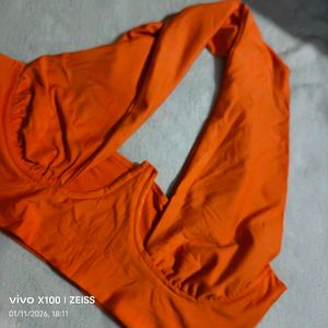 2111. Orange Halter Top