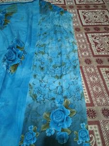 Blue Floral Dress Material