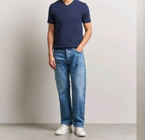 V neck blue tshirt for men in sale