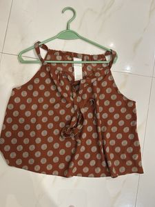 Brown Floral Tie-Neck Tank Top