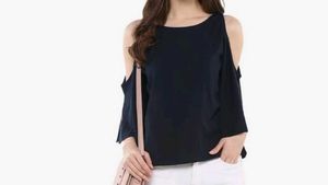 Cold Shoulder Navy Top