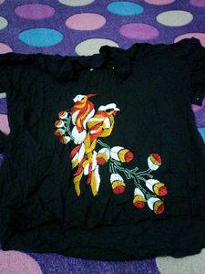 Embroidered Bird Detail Top