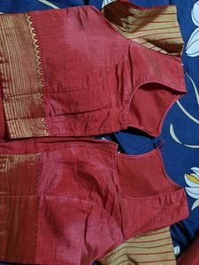 Elegant Red Cotton Silk Saree