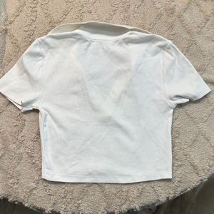 Zara White Polo crop Top