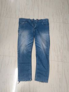 Navy blue straight fit denim