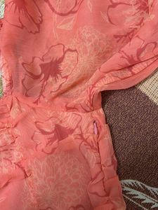 Puff Sleeve Peach Ruched Bodycon Dress