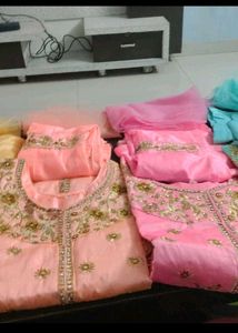 4 colour Blue Embellished Salwar Suit