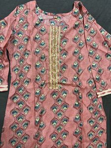 Pink Printed Kurti With Pant