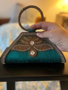 Emerald Beaded Clutch