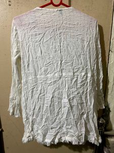 Short White Kurti With Front Design