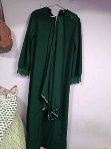 dark green abaya with dupatta