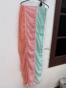 Tricolour Peach &amp; Mint green Dupatta