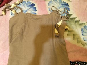 Beautiful Tan Kurti With Floral Summer Wear Top