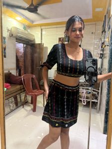 Ethnic Crop Top &amp; Skirt Set