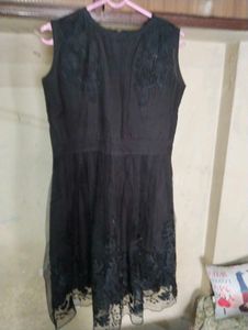 Elevate Women A-line Black Knee Length Dress