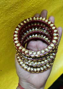 Maroon &amp; Golden Bangles, Brand New, Rajwara Style!