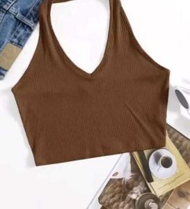 Brown Halter Crop Top