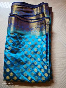 Blue &amp; Gold Silk Saree