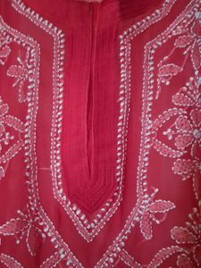 Lilac Embroidered Kurti, Both Side Added