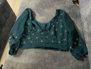 Royal Teal Blue Green Color Saree With Blouse