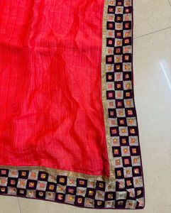 Pink Embroidered Saree combo
