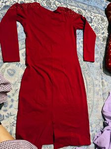 SASSAFRAS Red Embellished dress