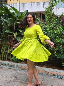Lime Green Fit &amp; Flare Dress