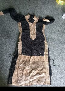 Elegant Black & Gold Embellished Kurti