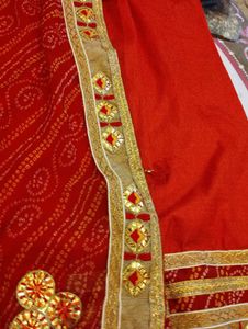 Heavy Border Chundari Print Saree For Wedding