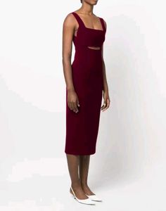 Burgundy Cutout Midi Dress