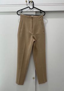 Zara Tan Pleated High Waist Trousers