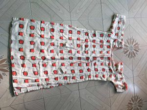 White &amp; Red Print Kurti